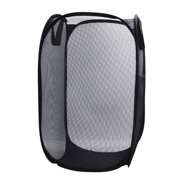 Honoma Cesta De Malla Resistente Para La Colada, Cesta Desplegable Con Bolsillo Lateral Para Lavandería, Baño, Habitación De Niños, Dormitorio Universitario O Viajes (Pop Vertical Negro)