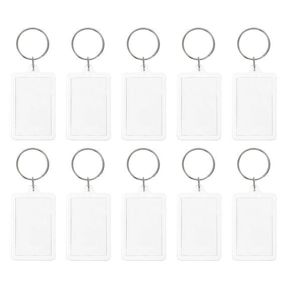 Acrylic Photo Frame Keychain 1.7x1" Blank Picture Insert Keyring with Split Ring, Clear, 10 Pack