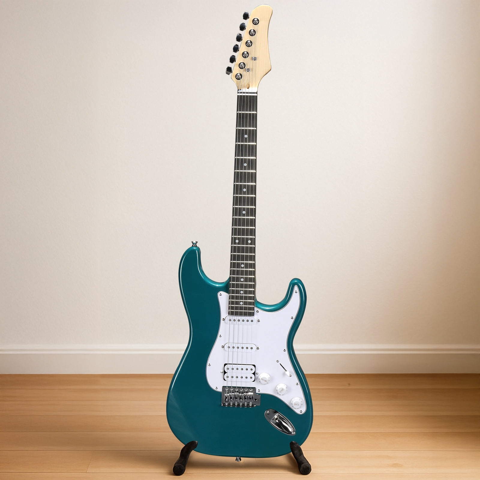 KST Stylish H-S-S Pickup Electric Guitar Kit with 5W AMP Bag Guitar Strap Strings Lake Blue