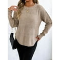 thumbnail image 3 of jinghuiyue Women Sweaters Crew Neck Long Sleeve Pullover Sweater Casual Business Ribbed Knitwear Fashion Tops M, 3 of 7