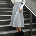 thumbnail image 4 of Lmueinov Plus Size Skirts for Women Casual Elastic High Waist Midi Skirt with Pockets Solid Color Flowy Work Office Fall Winter Skirts S-3XL, 4 of 7