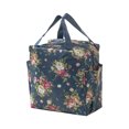thumbnail image 3 of Insulated Lunch Bag, Lunch Tote Bag, Insulated Tote Bag, Durable Polyester Lunch Box Bag, Dark Blue Vintage Rose Print, Two Side External Storage Pockets, 10X10X5.5 Inch Reusable, 3 of 7