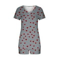 thumbnail image 6 of Women's Pajamas Sets Short Sleeve Lounge Sets Sleepwear Heart T-Shirts Shorts Casual Two Piece Pjs Set, XL, 6 of 7