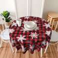 thumbnail image 3 of Christmas Round Tablecloth 60 Inch Red Black Buffalo Plaid Tablecloth Waterproof Polyester Xmas Winter Snowflake Table Cloth Table Cover for Kitchen Dining Room Picnic Patio Party, 3 of 6