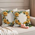 thumbnail image 2 of Spring Rose Pillow Covers 2 Pack Yellow Flowers Leaf Pillowcase Waterproof Outdoor Throw Pillow Cover for Patio Garden Square Cushion 20”x20”, 2 of 9