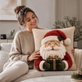 thumbnail image 5 of Christmas Santa 3D Throw Pillow Cover, 17.72 Inch Linen Cushion Case with Cartoon Design, Winter Holiday Decor for Sofa Bed, 5 of 6
