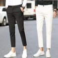 thumbnail image 4 of Pantalones de verano para hombre de corte ajustado y elástico de sastrería social Pantalones de traje masculino de alta calidad con corte entallado y elástico 9", 4 of 5