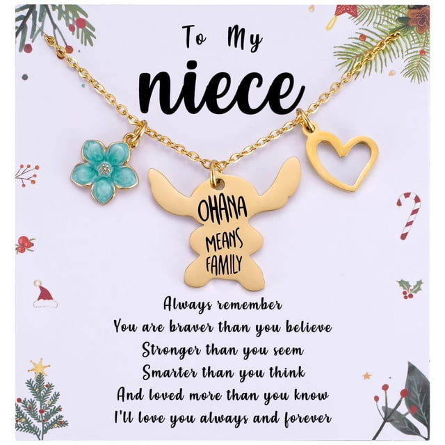 Collar MIXJOY para mi sobrina Ohana significa Family Stitch Gold