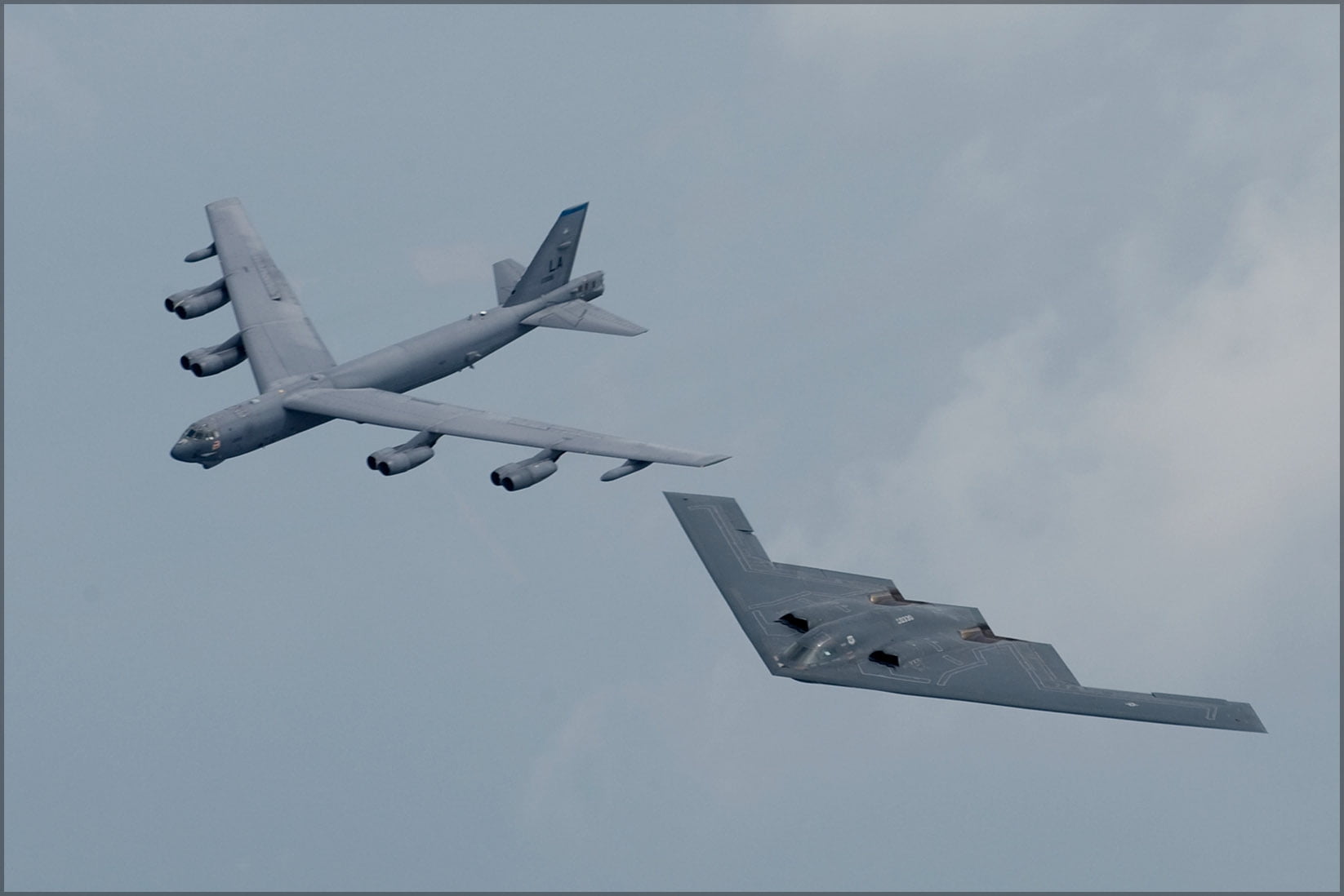 24"x36" Gallery Poster, B2 stealth bomber and B52 stratofortress