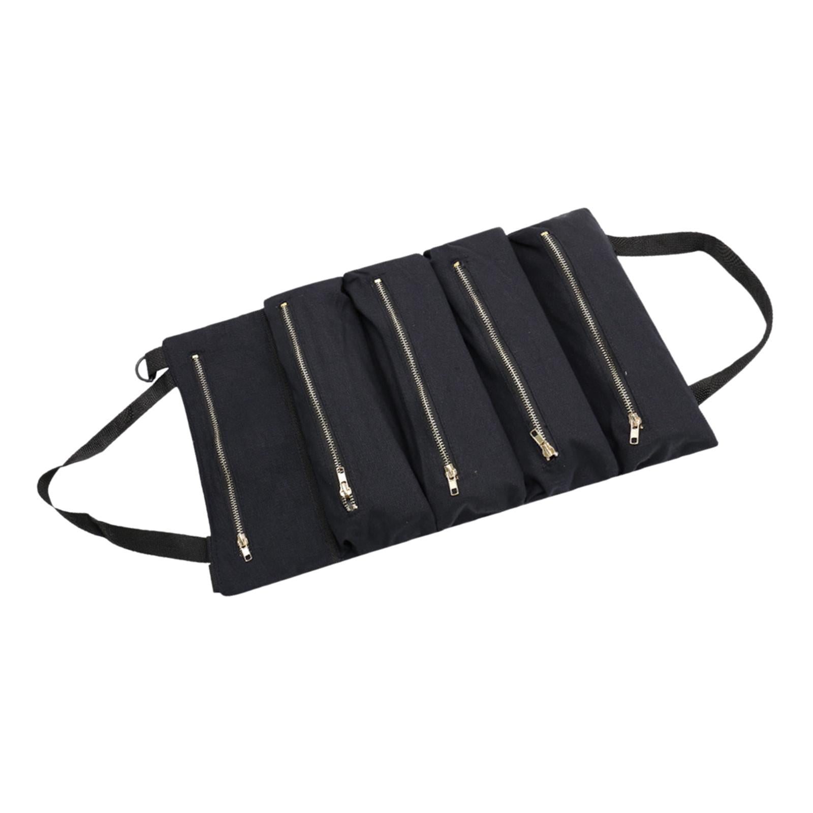 Wrench Tools Pouch Collapsible Roll up Tool Bag Small Tool Bag for Carpenter black