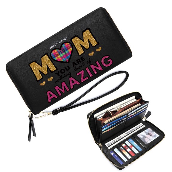 GEEAD Slim Long Wallet with Zipper Closure Spacious Everyday Wallet for Women Amazing Heart Mom Eyecatching Accessory Suitable for Women and Men
