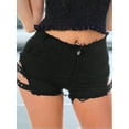 thumbnail image 2 of Women's Hot Pants with Thigh Strap Buckles Frayed Hem Sexy Chic Denim Shorts, 2 of 5