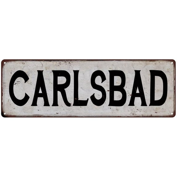 CARLSBAD Vintage Look Rustic Metal City State Sign 6 x 18 High Gloss Metal 206180041171