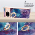 thumbnail image 3 of SaniMore for Google Pixel 8A Case, Marble Pattern 3 in 1 Heavy Duty Shockproof Full Body Hard PC+IMD Bumper Drop Protective Women Girls Cover Rotating Ring Bracket Stand for Google Pixel 8A, Purple, 3 of 10