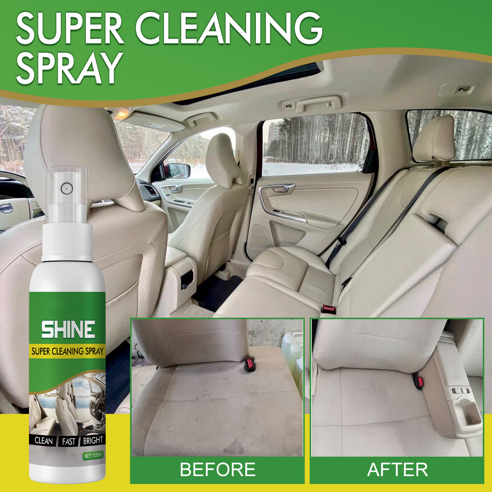 Star Home 100ml Car Interior Cleaner Decontamination Wash-free Rust Remover  Agent Car Seat Cleaning Spray Cleaning Supplies