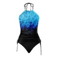 thumbnail image 4 of FhsagQ Womens Swimsuit Sets Crotchless Women's Swimwear Tankini 2 Piece Normal Swimsuit Backless 2 Piece Printing Adjustable Print Color Padded Strap Bathing Suits Vacation Beach Wear Blue M, 4 of 4