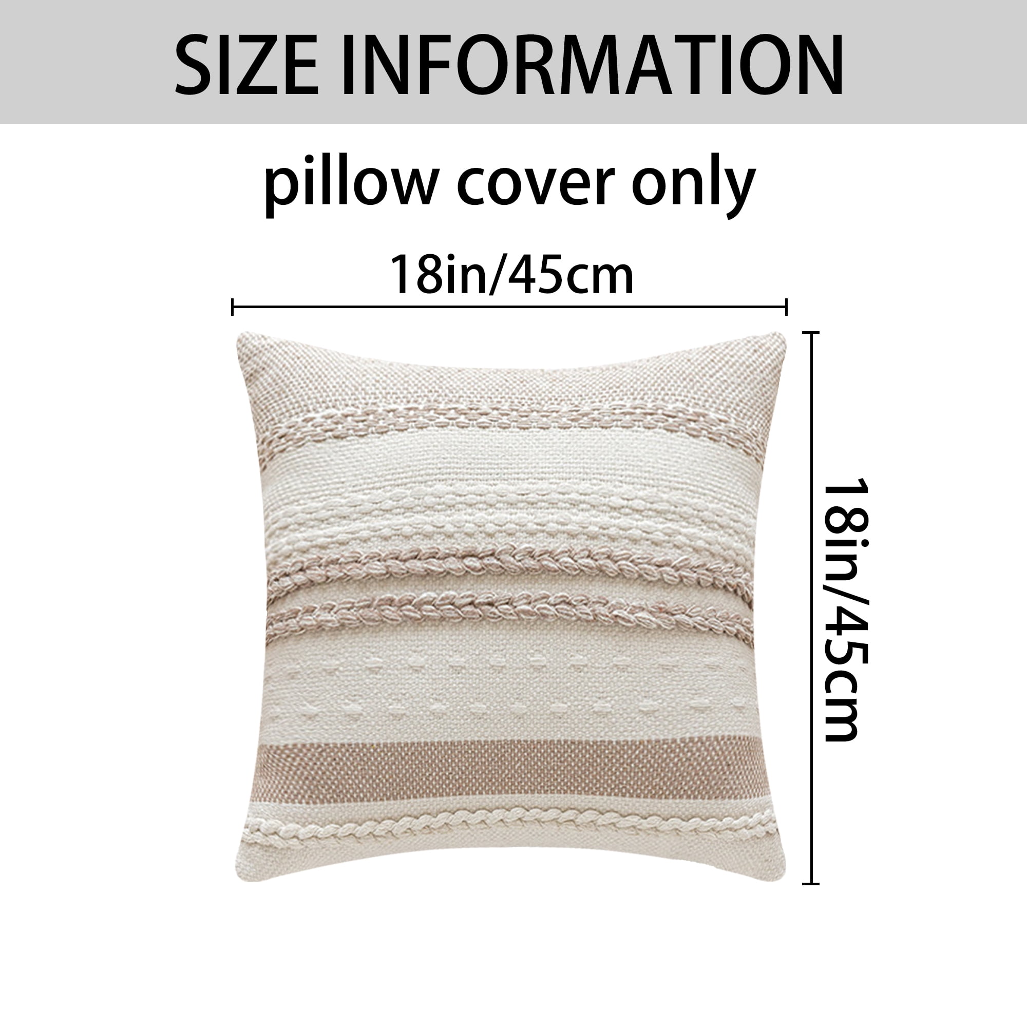 Unique Bargains Striped Throw Pillow Covers Pack of 2 Khaki/Black 18" x 18"
