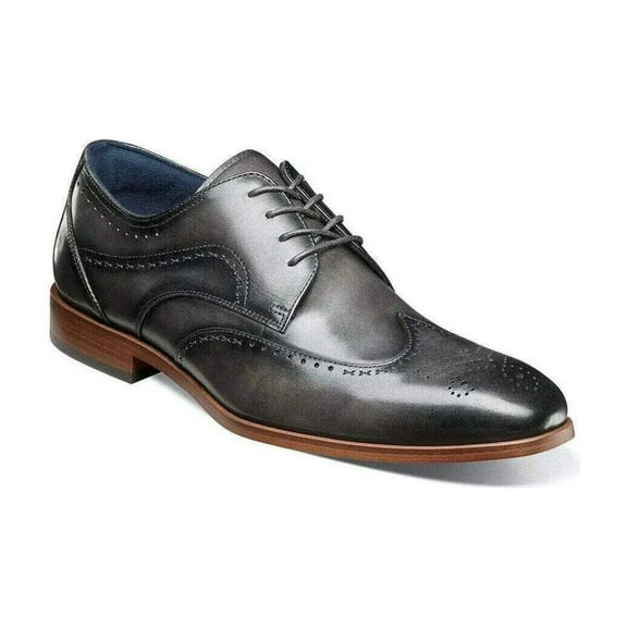 Stacy Adams Brayden Wingtip Oxford Shoes Smooth Leather Gray 25635-020
