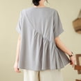 thumbnail image 4 of Blczomt Short Sleeve Plus Size Tops for Women Summer Plain T Shirts Loose Fit Casual Gray V Neck Women Shirts, 4 of 5