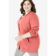 thumbnail image 3 of Woman Within Plus Size Fleece Baseball Jacket Long Oversized Fleece Coat, 3 of 6