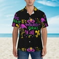 thumbnail image 4 of Easygdp Mardi Gras with Flamingo Men's Hawaiian Shirts Print Lapel Short Sleeve for Beach, vacation, party, casual occasions - Medium, 4 of 9