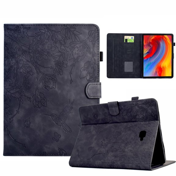 Allytechgroup Case for Samsung Galaxy Tab A 10.1 inch 2016 Release, SM-T580 T585, PU Leather Flip Case with Credit Card Slot Auto Sleep/Wake Kickstand Shockproof Full Body Ptotective, Black