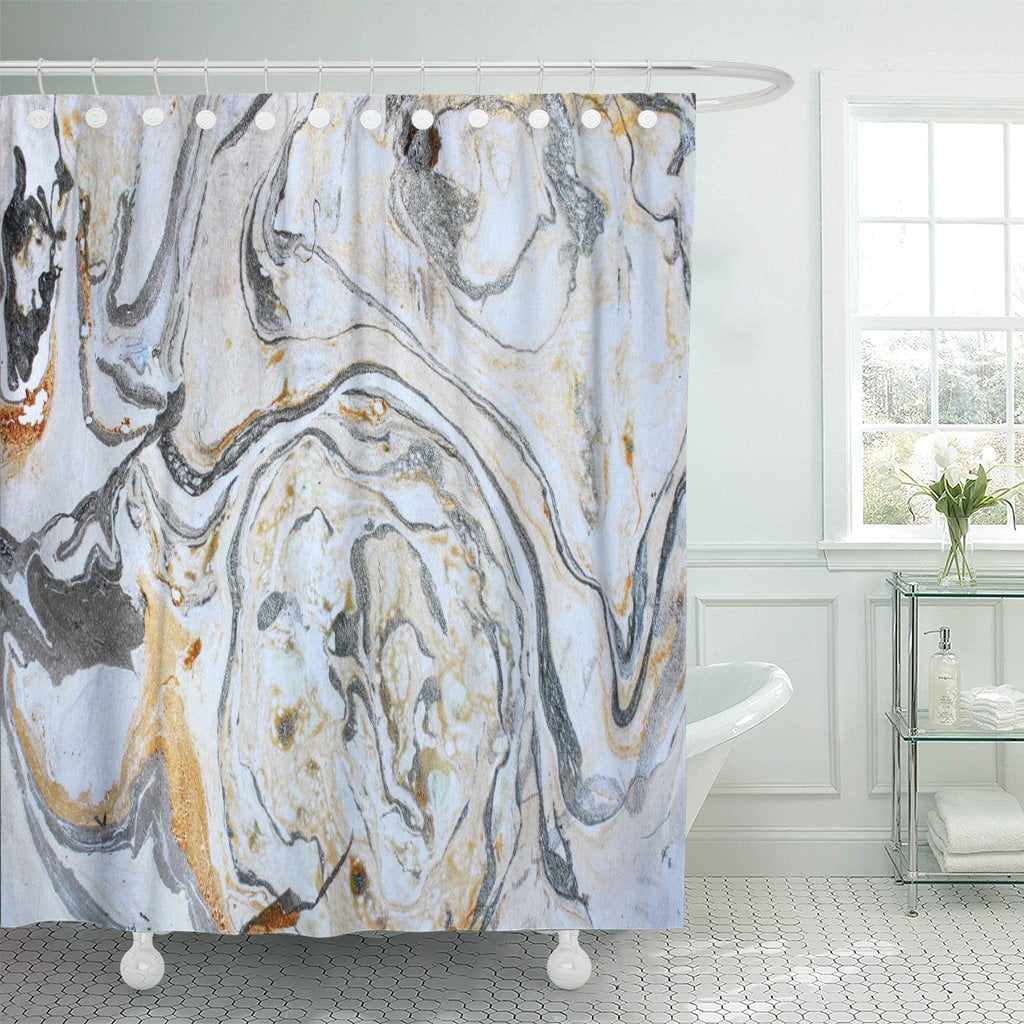 black white and gold shower curtain