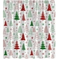 thumbnail image 3 of Christmas Tree Shower Curtain Red Green Xmas Tree Retro Christmas Tree Snowflake Merry Christmas Pine Pattern New Year Rustic Winter Holiday Fabric Bath Curtain Set with Hook, 3 of 4