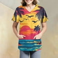 thumbnail image 4 of SAATLERI Womens Scrub Tops Hawaiian Printed Stretchy Nursing Scrubs Plus Size Soft Easy Care Workwear Holiday Medical Uniform, 4 of 4