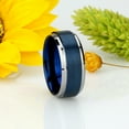 thumbnail image 3 of 9MM Comfort Fit Tungsten Carbide Wedding Band Beveled Edge High Polish Blue Tone Ring (7 to 15), 3 of 4
