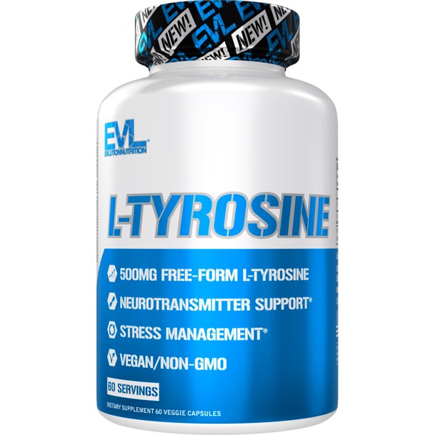 Free Form L Tyrosine 500mg Capsules Evlution Nutrition LTyrosine