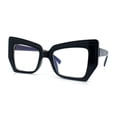 thumbnail image 4 of Womens Oversized Thick Squared Cat Eye Clear Lens Fashion Eyeglasses Black, 4 of 8