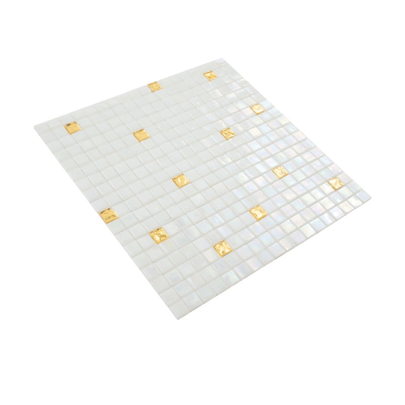 Apollo Tile Mingles 11.6 in. x 11.6 in. Glossy White and Gold Glass Mosaic Wall and Floor Tile (18.69 sq. ft./case) (20-pack)