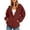 Red, variant on Ghalytn Women Drawstring Full Zip Hooded Jacket Seam Stitch Raglan Long Sleeve Side Pocket Loose Casual Sweatshirt