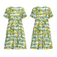 thumbnail image 3 of Bixox Robe d'Été à Manches Courtes pour Femmes Robe Ample Longueur Genou avec Poches-Citron, 3 of 7