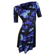 Maggy London Women's Black Blue Color Block Fit And Flare Jersey Dress