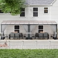 thumbnail image 3 of ALAULM 10' x 24' Gazebo，Hard Top Lean to Gazebo Wall Mount Heavy Hardtop Gazebo Outdoor Pergola with Curtains and Netting for Patio Garden Lawn Backyard Deck (Gray), 3 of 6