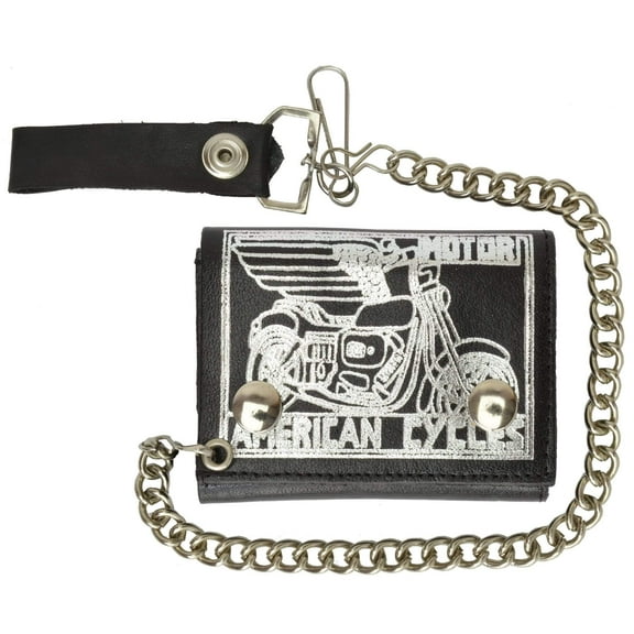 Genuine Leather Biker Chain Wallet Motorcycle Imprint 946-49 (C)