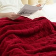 thumbnail image 5 of Exclusivo Mezcla Fleece Throw Blanket for Couch, Super Soft Warm Lightweight Checkered Pattern Blanket for All Seasons, Deep Red, 50"x60", 5 of 7