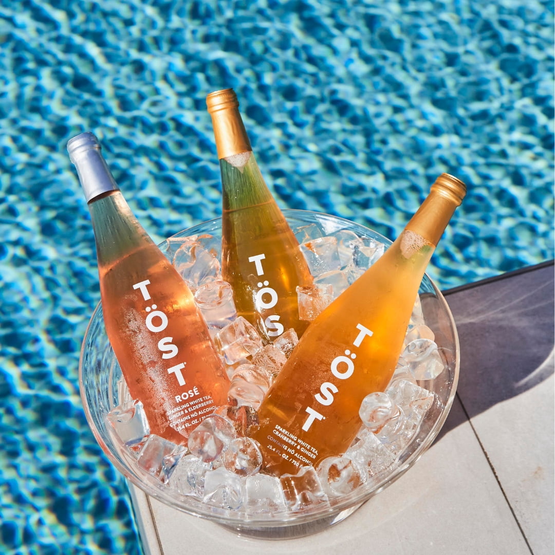 TÖST+ TÖST Rosé Non-Alcoholic Sparkling Beverage, 750 mL - 12 Pack