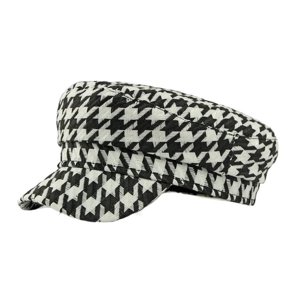 Houndstooth Hat for Women Spring and Autumn New Duckbill Cap Retro Flat Top Cap Student Military Cap