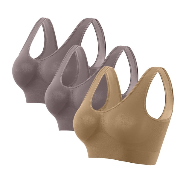 Xihbxyly Sujetador Deportivo Sin Costuras, Sujetador de Yoga Inalámbrico con Almohadillas Extraíbles, Tejido Ligero y Transpirable, Cuello Redondo Sexy, Ropa Informal de Verano, Comodidad Diaria para