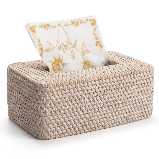 Funda para caja de pañuelos DECRAFTS de ratán, tejido natural, rectangular