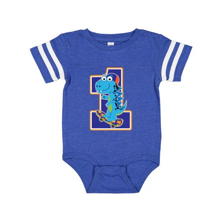 

Inktastic Skateboarding 1st Birthday Boy Dinosaur Gift Baby Boy Bodysuit