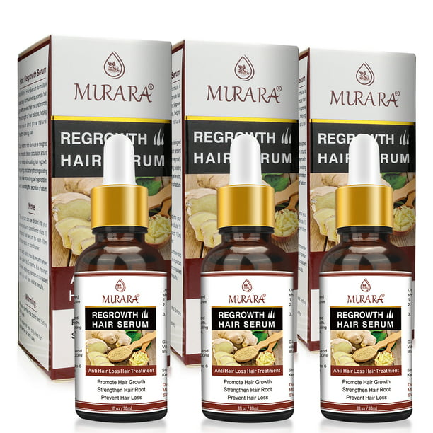 Murara 3 Pack Ginger Hair Natural Growth Serum Hair Thinning Treatment -  