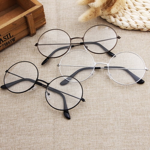 Zhaomeidaxi Metal Frame Round Glasses Oversized Clear Lens Glasses  Lightweight Circle Eyeglasses for Women Men
