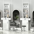 thumbnail image 6 of 70 Inch White Barber Station - Salon Workstation for Hair Stylists, Home Beauty Salon Equipment with Storage Cabinet | Barber Supplies Organizer Furniture, 6 of 7