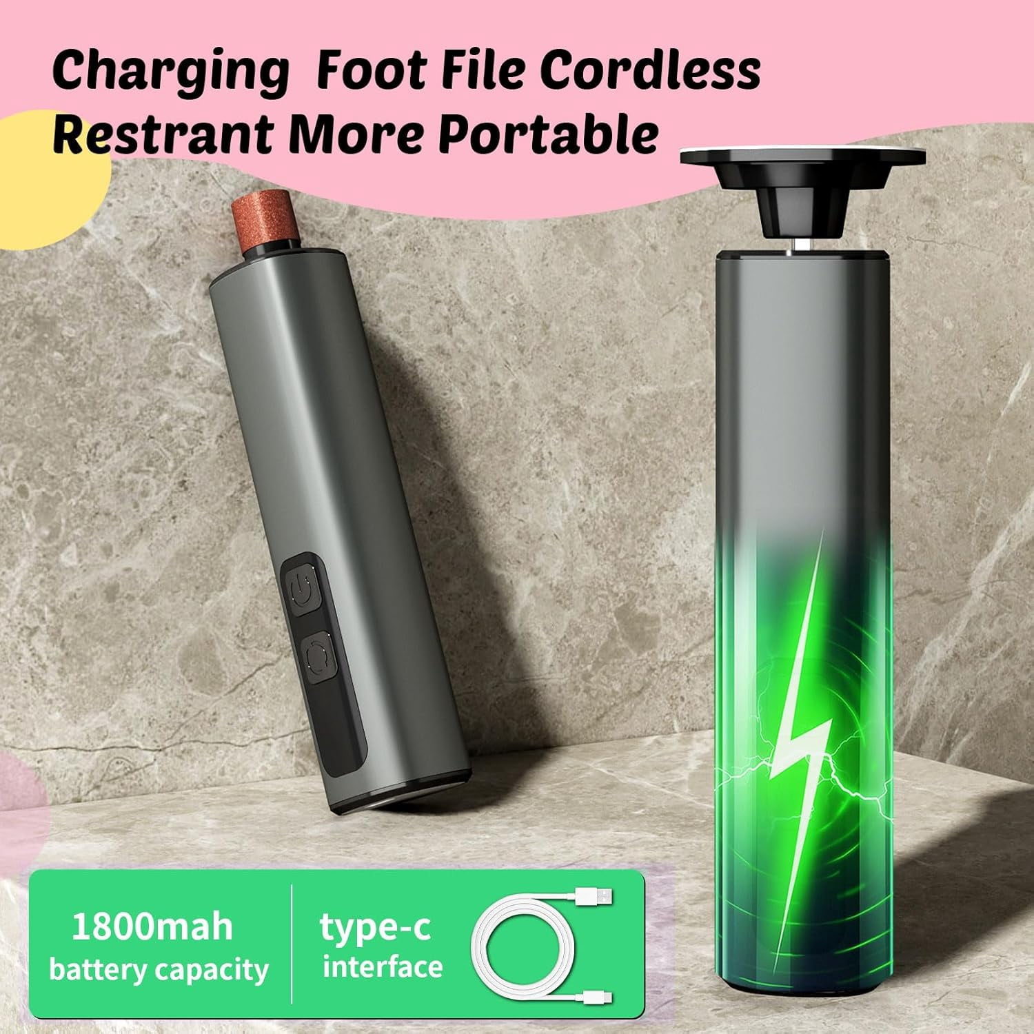Aorsher 9 Adjustable Speeds Electric Foot Callus Remover & Nail File for Home & Travel, Portable Electric Callus Remover with 20 Sandpapers and 10 Nail Heads, Type-C Rechargeable