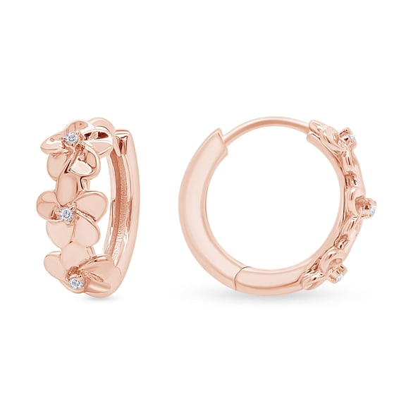 AFFY Round Sparkling White Cubic Zirconia Daisy Flower Hoop Earrings for womens 14k Rose Gold Over Sterling Silver