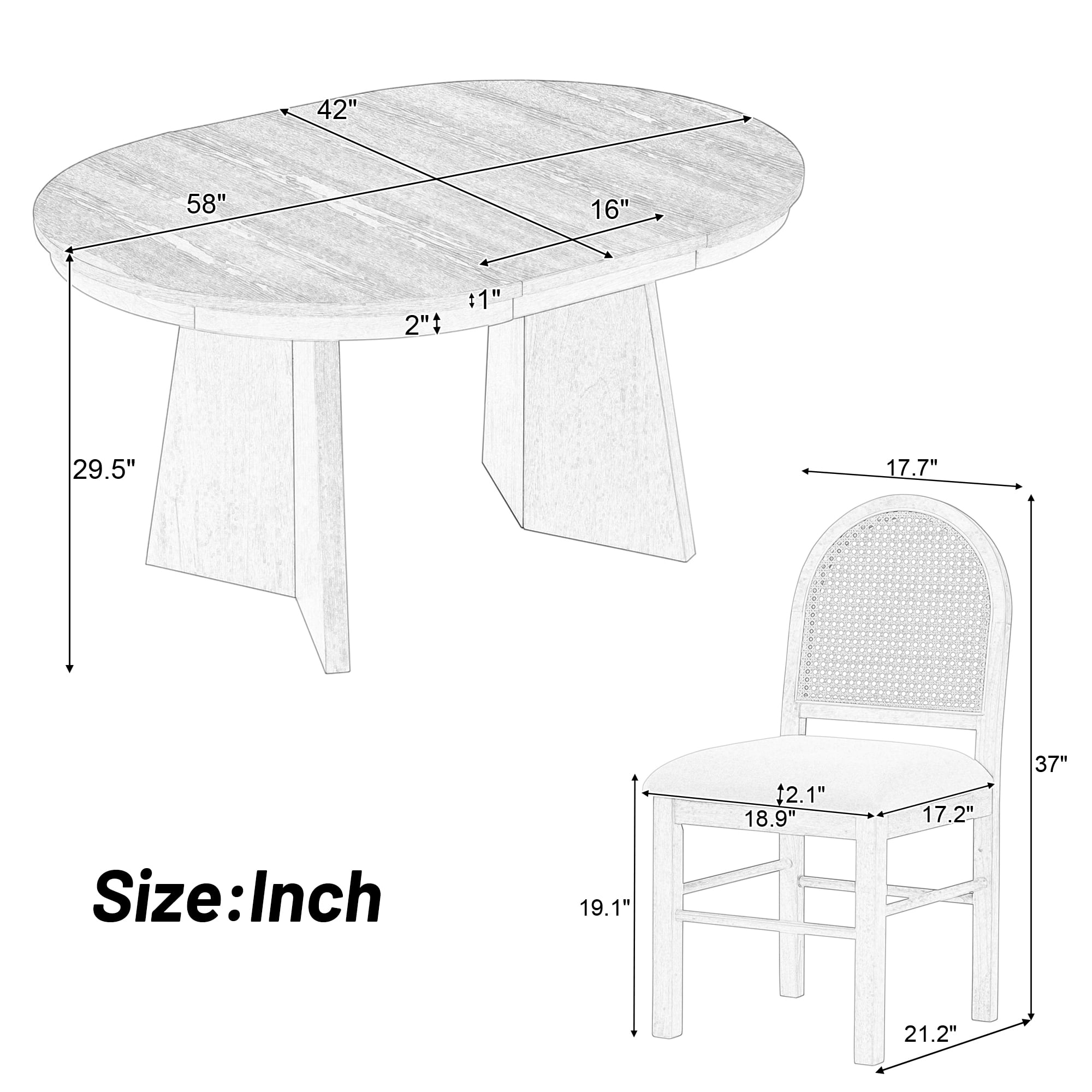 Harper & Bright Designs Farmhouse 6 Pieces Dining Table Set for 6, Solid Wood Kitchen Table Set with 4 Upholstered Chairs and Bench, Grey